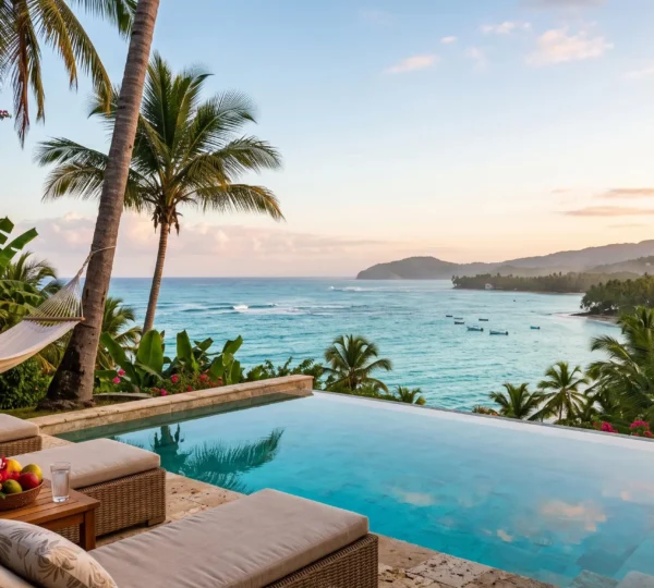 Villa de luxe avec piscine a debordement face a la mer des Caraibes, symbolisant le choix de la location saisonniere ideale en Republique dominicaine