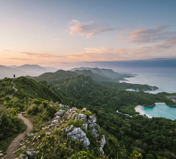 Vue panoramique editoriale illustrant la diversite des paysages naturels proteges de la Republique dominicaine, entre montagne, foret humide et littoral